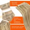 Sunny Hair Wire Hair Extensions Real Human Hair Fish Line Human Hair Extensions Invisible Wire Extensions Golden Blonde with Medium Blonde Highlights #16/22 18 Inch(A-2 #27/613)