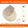 Sunny Hair Wire Hair Extensions Real Human Hair Fish Line Human Hair Extensions Invisible Wire Extensions Golden Blonde with Medium Blonde Highlights #16/22 18 Inch(C-2 #18/22/60)