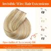 Sunny Hair Wire Hair Extensions Real Human Hair Fish Line Human Hair Extensions Invisible Wire Extensions Golden Blonde with Medium Blonde Highlights #16/22 18 Inch(C-1 #P10/60)