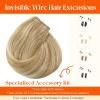 Sunny Hair Wire Hair Extensions Real Human Hair Fish Line Human Hair Extensions Invisible Wire Extensions Golden Blonde with Medium Blonde Highlights #16/22 18 Inch(A-2 #27/613)
