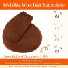 Sunny Hair Wire Hair Extensions Real Human Hair Fish Line Human Hair Extensions Invisible Wire Extensions Golden Blonde with Medium Blonde Highlights #16/22 18 Inch(C-4 #30 Light Auburn New)