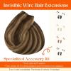 Sunny Hair Wire Hair Extensions Real Human Hair Fish Line Human Hair Extensions Invisible Wire Extensions Golden Blonde with Medium Blonde Highlights #16/22 18 Inch(B-2 #P4/27)