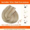 Sunny Hair Wire Hair Extensions Real Human Hair Fish Line Human Hair Extensions Invisible Wire Extensions Golden Blonde with Medium Blonde Highlights #16/22 18 Inch(A-1 #16/22)