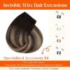 Sunny Hair Wire Hair Extensions Real Human Hair Fish Line Human Hair Extensions Invisible Wire Extensions Golden Blonde with Medium Blonde Highlights #16/22 18 Inch(C-2 #1B/4/27)