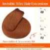Sunny Hair Wire Hair Extensions Real Human Hair Fish Line Human Hair Extensions Invisible Wire Extensions Golden Blonde with Medium Blonde Highlights #16/22 18 Inch(B-4 #350 Copper)