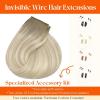 Sunny Hair Wire Hair Extensions Real Human Hair Fish Line Human Hair Extensions Invisible Wire Extensions Golden Blonde with Medium Blonde Highlights #16/22 18 Inch(C-2 #18/60/60A)
