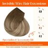 Sunny Hair Wire Hair Extensions Real Human Hair Fish Line Human Hair Extensions Invisible Wire Extensions Golden Blonde with Medium Blonde Highlights #16/22 18 Inch(B-1 #6/60/6)
