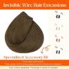Sunny Hair Wire Hair Extensions Real Human Hair Fish Line Human Hair Extensions Invisible Wire Extensions Golden Blonde with Medium Blonde Highlights #16/22 18 Inch(C-3 #3 Cool Brown New)
