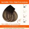 Sunny Hair Wire Hair Extensions Real Human Hair Fish Line Human Hair Extensions Invisible Wire Extensions Golden Blonde with Medium Blonde Highlights #16/22 18 Inch(C-3 #1B/4/18 New)