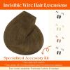 Sunny Hair Wire Hair Extensions Real Human Hair Fish Line Human Hair Extensions Invisible Wire Extensions Golden Blonde with Medium Blonde Highlights #16/22 18 Inch(B-3 #8 Light Brown)