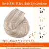 Sunny Hair Wire Hair Extensions Real Human Hair Fish Line Human Hair Extensions Invisible Wire Extensions Golden Blonde with Medium Blonde Highlights #16/22 18 Inch(B-1 #18A/613A)