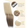 Ve Sunny Hair Extensions Tape in 16inch Tape in Human Hair Extensions Light Brown Ombre Platinum Blonde Tape Extensions Human Hair Invisible Natural Hair Seamless Silky Straight Skin Weft 20Pcs 50g