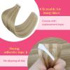 Ve Sunny Tape in Hair Extensions Real Human Hair Invisible Remy Human Hair Straight Tape Ins Double Sided Cool Brown Ombre Light Brown Balayage Medium Blonde 16 inch 10Pcs 25G(1-C Tape-#16/22)
