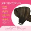 Ve Sunny Tape in Hair Extensions Real Human Hair Invisible Remy Human Hair Straight Tape Ins Double Sided Cool Brown Ombre Light Brown Balayage Medium Blonde 16 inch 10Pcs 25G(1-B Tape-#2/2/6)