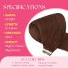 Ve Sunny Tape in Hair Extensions Real Human Hair Invisible Remy Human Hair Straight Tape Ins Double Sided Cool Brown Ombre Light Brown Balayage Medium Blonde 16 inch 10Pcs 25G(1-C Tape-#33)