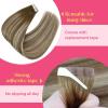 Ve Sunny Tape in Hair Extensions Real Human Hair Invisible Remy Human Hair Straight Tape Ins Double Sided Cool Brown Ombre Light Brown Balayage Medium Blonde 16 inch 10Pcs 25G(1-A Tape-# 6/60/6)