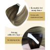 Ve Sunny Tape in Hair Extensions Real Human Hair Invisible Remy Human Hair Straight Tape Ins Double Sided Cool Brown Ombre Light Brown Balayage Medium Blonde 16 inch 10Pcs 25G(1-A Tape-# 4/14/60)