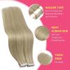 Ve Sunny Tape in Hair Extensions Real Human Hair Invisible Remy Human Hair Straight Tape Ins Double Sided Cool Brown Ombre Light Brown Balayage Medium Blonde 16 inch 10Pcs 25G(1-C Tape-#16/22)