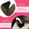 Ve Sunny Tape in Hair Extensions Real Human Hair Invisible Remy Human Hair Straight Tape Ins Double Sided Cool Brown Ombre Light Brown Balayage Medium Blonde 16 inch 10Pcs 25G(1-A Tape-#1B/4/18)
