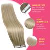 Ve Sunny Tape in Hair Extensions Real Human Hair Invisible Remy Human Hair Straight Tape Ins Double Sided Cool Brown Ombre Light Brown Balayage Medium Blonde 16 inch 10Pcs 25G(1-C Tape-#Sun)
