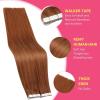 Ve Sunny Tape in Hair Extensions Real Human Hair Invisible Remy Human Hair Straight Tape Ins Double Sided Cool Brown Ombre Light Brown Balayage Medium Blonde 16 inch 10Pcs 25G(1-C Tape-#350)