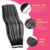 Ve Sunny Tape in Hair Extensions Real Human Hair Invisible Remy Human Hair Straight Tape Ins Double Sided Cool Brown Ombre Light Brown Balayage Medium Blonde 16 inch 10Pcs 25G(1-C Tape-#1B/S/1B)