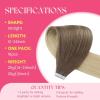 Ve Sunny Tape in Hair Extensions Real Human Hair Invisible Remy Human Hair Straight Tape Ins Double Sided Cool Brown Ombre Light Brown Balayage Medium Blonde 16 inch 10Pcs 25G(1-D Tape-#BALA8/60)