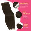 Ve Sunny Tape in Hair Extensions Real Human Hair Invisible Remy Human Hair Straight Tape Ins Double Sided Cool Brown Ombre Light Brown Balayage Medium Blonde 16 inch 10Pcs 25G(1-D Tape-#4)