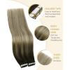 Ve Sunny Tape in Hair Extensions Real Human Hair Invisible Remy Human Hair Straight Tape Ins Double Sided Cool Brown Ombre Light Brown Balayage Medium Blonde 16 inch 10Pcs 25G(1-A Tape-# 4/14/60)