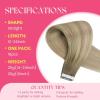 Ve Sunny Tape in Hair Extensions Real Human Hair Invisible Remy Human Hair Straight Tape Ins Double Sided Cool Brown Ombre Light Brown Balayage Medium Blonde 16 inch 10Pcs 25G(1-C Tape-#Sun)