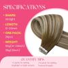 Ve Sunny Tape in Hair Extensions Real Human Hair Invisible Remy Human Hair Straight Tape Ins Double Sided Cool Brown Ombre Light Brown Balayage Medium Blonde 16 inch 10Pcs 25G(1-A Tape-# 6/60/6)