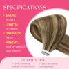 Ve Sunny Tape in Hair Extensions Real Human Hair Invisible Remy Human Hair Straight Tape Ins Double Sided Cool Brown Ombre Light Brown Balayage Medium Blonde 16 inch 10Pcs 25G(1-A Tape-#27/4)