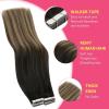 Ve Sunny Tape in Hair Extensions Real Human Hair Invisible Remy Human Hair Straight Tape Ins Double Sided Cool Brown Ombre Light Brown Balayage Medium Blonde 16 inch 10Pcs 25G(1-A Tape-#1B/4/18)