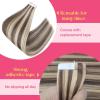 Ve Sunny Tape in Hair Extensions Real Human Hair Invisible Remy Human Hair Straight Tape Ins Double Sided Cool Brown Ombre Light Brown Balayage Medium Blonde 16 inch 10Pcs 25G(1-D Tape-#8A/P60)