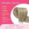 Ve Sunny Tape in Hair Extensions Real Human Hair Invisible Remy Human Hair Straight Tape Ins Double Sided Cool Brown Ombre Light Brown Balayage Medium Blonde 16 inch 10Pcs 25G(1-C Tape-#16/22)