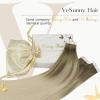 Ve Sunny Tape in Hair Extensions Real Human Hair Invisible Remy Human Hair Straight Tape Ins Double Sided Cool Brown Ombre Light Brown Balayage Medium Blonde 16 inch 10Pcs 25G(#8A/60)