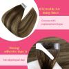 Ve Sunny Tape in Hair Extensions Real Human Hair Invisible Remy Human Hair Straight Tape Ins Double Sided Cool Brown Ombre Light Brown Balayage Medium Blonde 16 inch 10Pcs 25G(1-A Tape-#4/4/27)