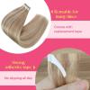 Ve Sunny Tape in Hair Extensions Real Human Hair Invisible Remy Human Hair Straight Tape Ins Double Sided Cool Brown Ombre Light Brown Balayage Medium Blonde 16 inch 10Pcs 25G(1-D Tape-#18/613)