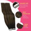 Ve Sunny Tape in Hair Extensions Real Human Hair Invisible Remy Human Hair Straight Tape Ins Double Sided Cool Brown Ombre Light Brown Balayage Medium Blonde 16 inch 10Pcs 25G(1-B Tape-#2/2/6)