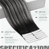 Ve Sunny Tape in Real Human Hair Extensions Invisible Hair Extensions Remy Tape in Extensions for Women Ombre Natural Black Root to Sliver Grey 12 inch 10Pcs