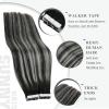 Ve Sunny Tape in Real Human Hair Extensions Invisible Hair Extensions Remy Tape in Extensions for Women Ombre Natural Black Root to Sliver Grey 12 inch 10Pcs
