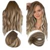 Sunny Clip in Hair Extensions Brown Balayage Real Human Hair Fish Line Hair Extensions #6/60/6 200g Full Head 16inch+18inch