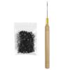 Sunny Hair 80 PCS Micro Silicone Beads Professional Tools Accessory,Brown Micro Links Hair Extensions Tools Kit Pulling Hook for Sew in Weft,Butterfly Weft,Itip Human Hair Extensions(#Black)