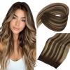 B-#4/4/27-Chocolate Brown Balayage Caramel Blonde