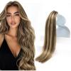 Sunny Hair Tape in Hair Extensions Human Hair 18 Inch Remy Hair Extensions Tape ins for Women Dark Brown Highlight Caramel Blonde Hair Extensions Real Human Hair Tape Ins 20Pcs 50g