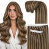 Sunny Hair Tape in Weft Hair Extensions Human Hair 22 inch 120g Tape in Hair Extensions Human Hair Black Weft Tape in Hair Extensions Thick Hair 4Pieces(#P4/27 Dark Brown Highlight Caramel Blonde)