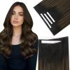 Sunny Hair Tape in Weft Hair Extensions Human Hair 22 inch 120g Tape in Hair Extensions Human Hair Black Weft Tape in Hair Extensions Thick Hair 4Pieces(#2/2/6 Brown Balayage)