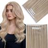 imageSunny Hair Tape in Weft Hair Extensions Human Hair 22 inch 120g Tape in Hair Extensions Human Hair Black Weft Tape in Hair Extensions Thick Hair 4Pieces18613 Ash Blonde Highlight Bleach Blonde