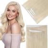Sunny Hair Tape in Weft Hair Extensions Human Hair 22 inch 120g Tape in Hair Extensions Human Hair Black Weft Tape in Hair Extensions Thick Hair 4Pieces(#60 Platinum Blonde)