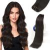 Sunny Hair Weft Hair Extensions Human Hair 18inch Sew in Hair Extensions Real Human Hair Highlights Human Hair Weft Extensions Dark Brown Mix Caramel Blonde Natural Hair Weft for Women 100g(C-#1C-Mocha Brown)